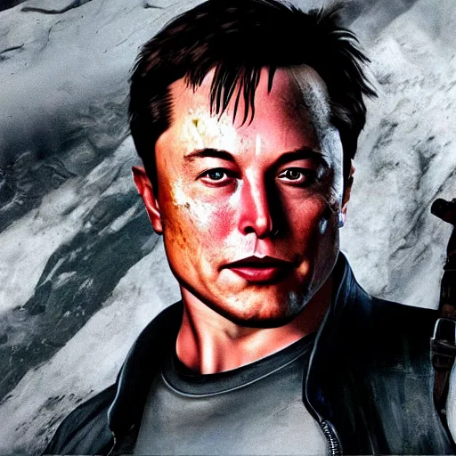 Image similar to portrait of elon musk in tomb raider ( 1 9 9 7 ), in game graphic, ps 5 gameplay, screenshot, high quality