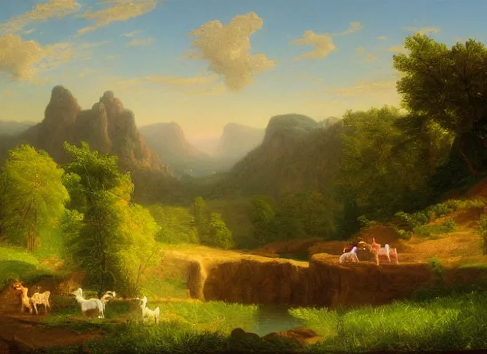 Prompt: american realist romanticism landscape painting of my little pony in the style of hudson river school and thomas cole and albert bierstadt and robert duncanson