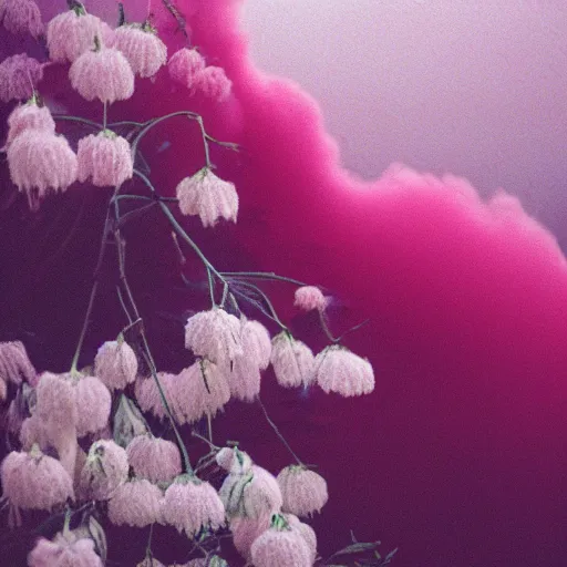 Image similar to close up kodak portra 4 0 0 photograph of a tornado made of flowers, moody lighting, telephoto, 9 0 s vibe, vaporwave colors, faded!,