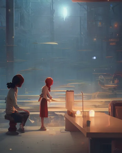 Image similar to highly detailed vfx espresso, stephen bliss, unreal engine, loish, rhads, beeple, makoto shinkai and lois van baarle, ilya kuvshinov, global illumination, detailed and intricate environment