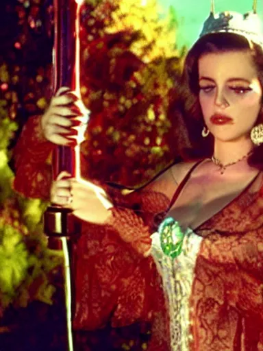 Image similar to technicolor film still of lana Del Rey in hammer horror