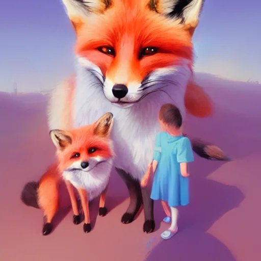 Prompt: painted portrait of a family portrait of foxes, fantastically pastel colors, octane render, matte painting concept art, official fanart behance hd artstation by jesper elsing, by rhads and makoto shinkai and lois van baarle and ilya kuvshinov and rossdraws