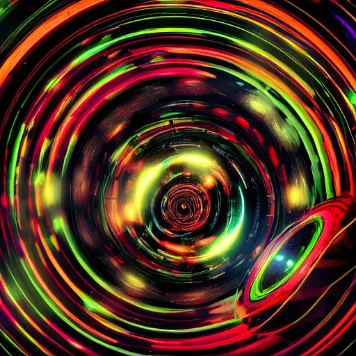 Image similar to psychedelic, spiral clock, black hole, octane render, unreal engine