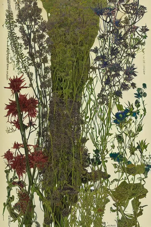 Image similar to herbarium page, highly detailed, fantasy, by denis sarazhin, victo ngai
