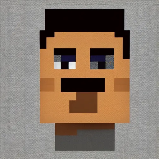 Prompt: Minecraft steve joe rogan block head portrait up close