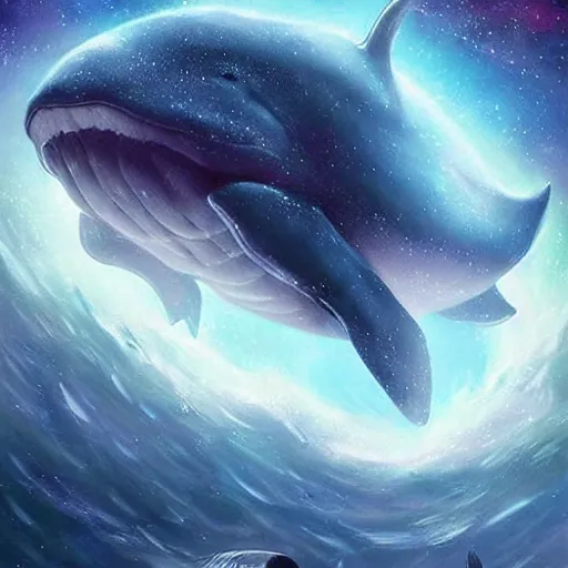 Image similar to space magical whale with multiple eyes, eyes!, eyes!, galaxy whale, epic fantasy style art, galaxy theme, eyes!, eyes!, eyes!, eyes, by Greg Rutkowski, hearthstone style art, 99% artistic