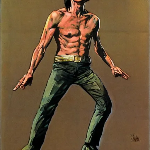 Image similar to scifi Viktor Tsoi by Robert McGinnis, pulp comic style, circa 1958, photorealism