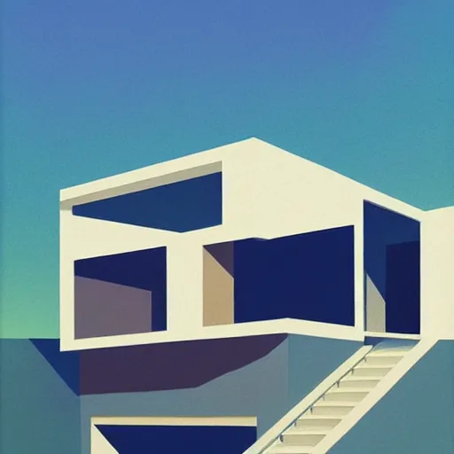 Prompt: minimalist summertime architecture by atey ghailan and edward hopper