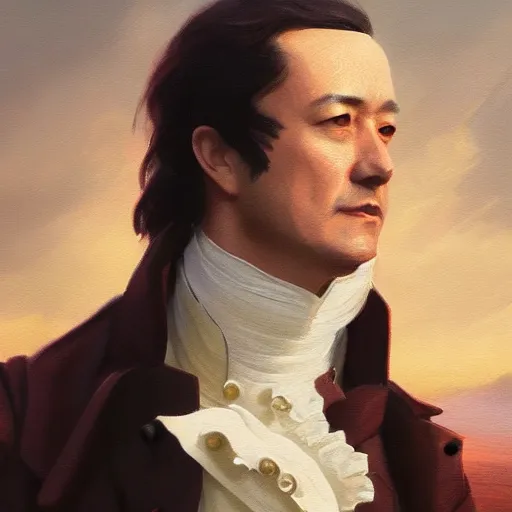 Prompt: modern day alexander hamilton closeup portrait, dramatic light, lake background, 2 0 0 mm focal length, painted by stanley lau, painted by greg rutkowski, painted by stanley artgerm, digital art, trending on artstation