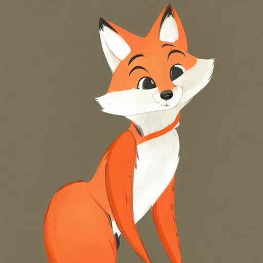 Prompt: anthropomorphic female fox with short white fur covering her body in the style of zootopia