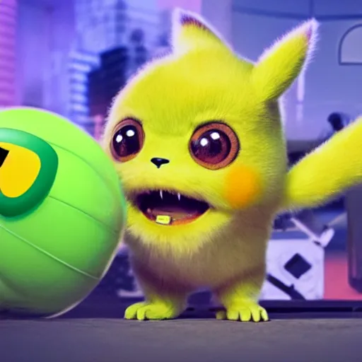 Prompt: high quality 3 d render cyberpunk very tennis ball monsters highly detailed, unreal engine cinematic smooth, in the style of detective pikachu, basil gogos, chalk, low angle, uhd 8 k, sharp focus, illustrated by basil gogos