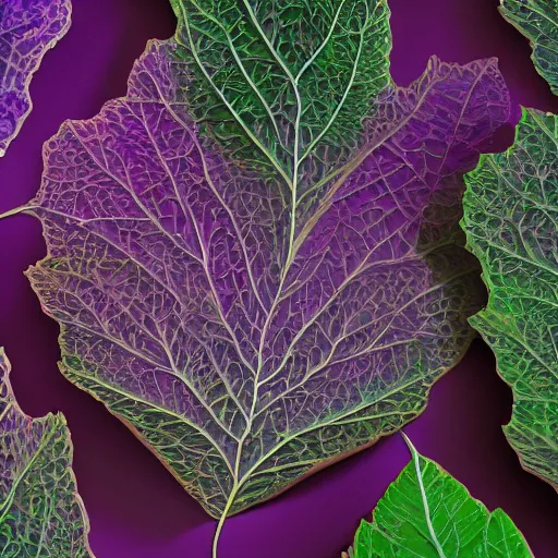 Image similar to Intricate a whole fantasy leaf, encrusted with jewels, illustration, detailed veins, sharp focus, octane render, high quality, 8k, volumetric lighting, on black background