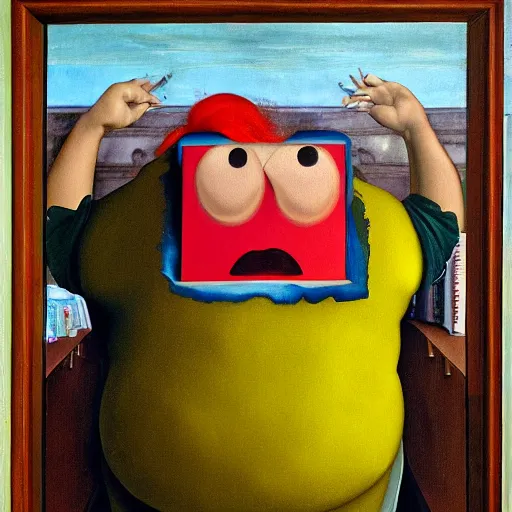 Image similar to a painting of the Kool-Aid Man meme by Agnolo Bronzino