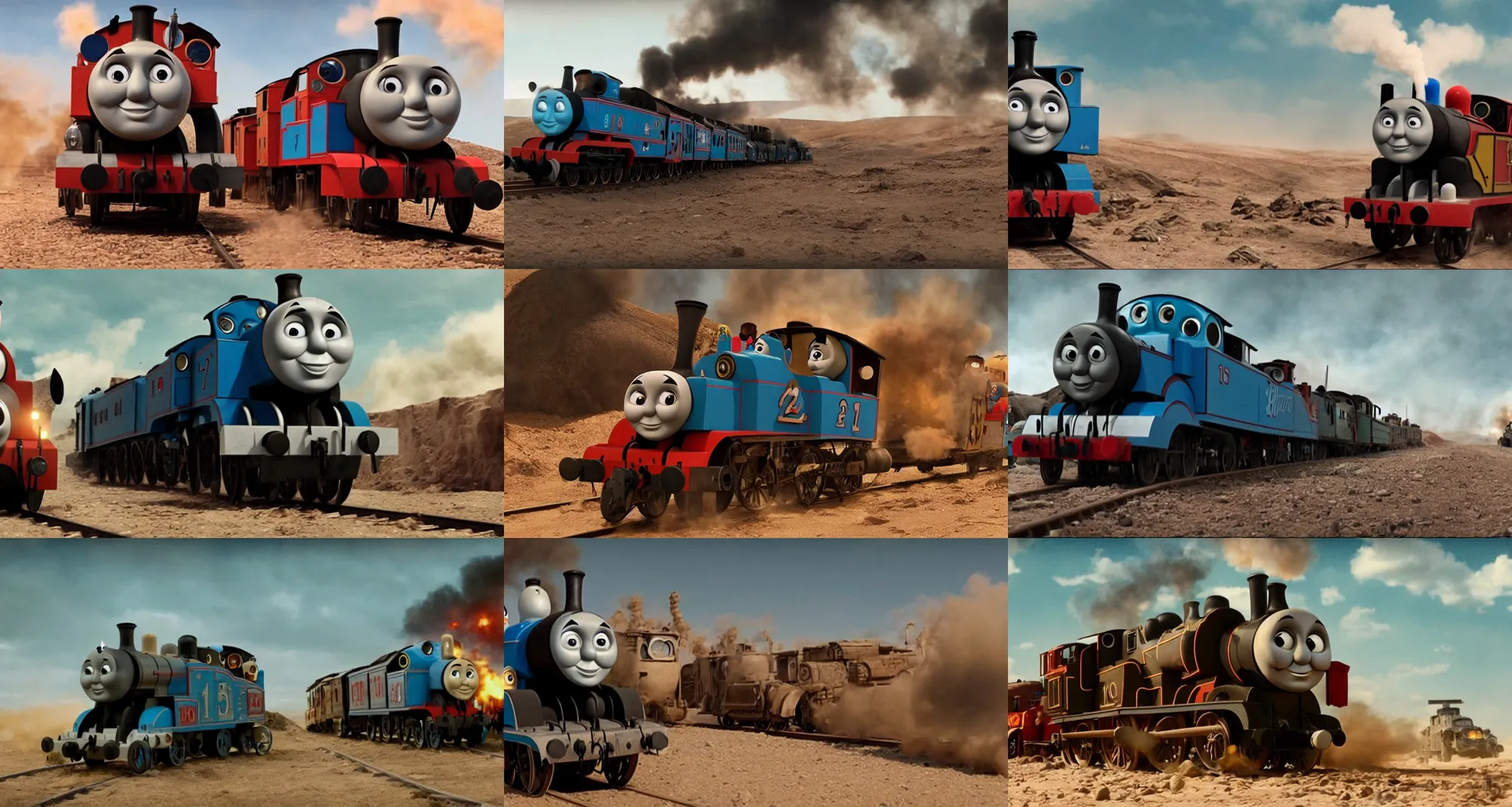 Image similar to still frame of Thomas the Tank Engine in MAD MAX: FURY ROAD (2015)