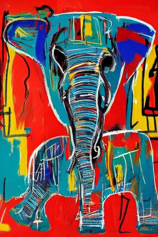 Image similar to elephant in the style of jean michel basquiat