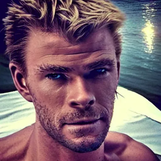 Image similar to “a realistic detailed photo of a guy who is an attractive humanoid who is half robot and half humanoid, who is a male android, Chris Hemsworth, shiny skin, posing like a statue, blank stare”