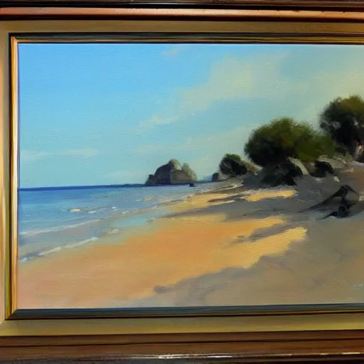 Prompt: beautiful painting of sargent texas beach by olaf krans