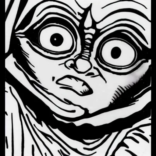 Image similar to baby yoda by Junji ito