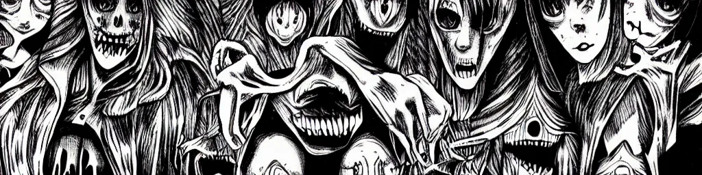 Image similar to Pattern, horror, creepy, dark, manga, pencil, inspired by junji ito, superior quality, masterpiece