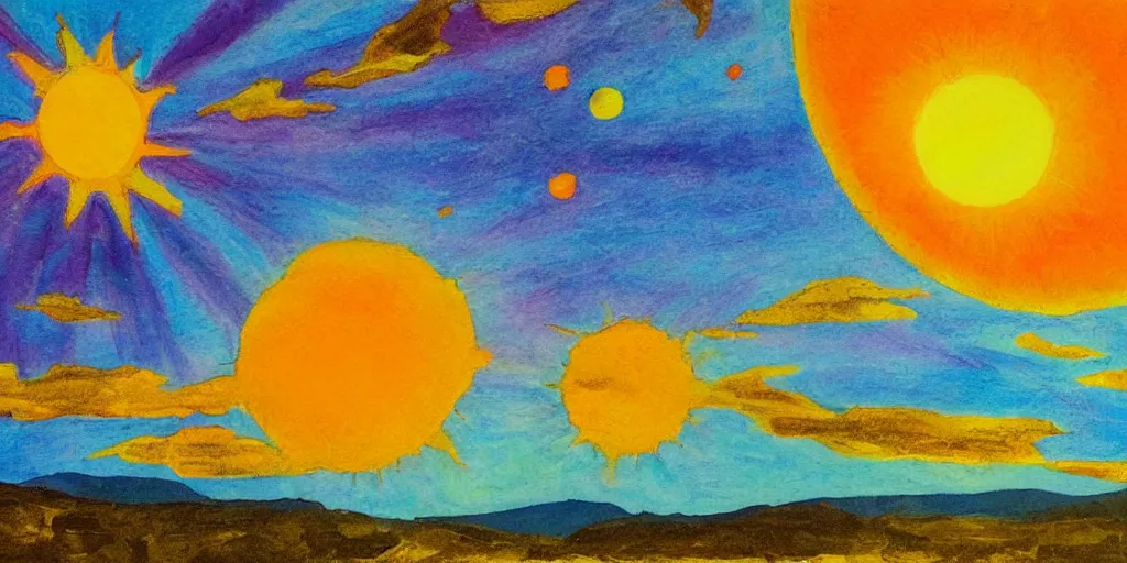 Prompt: sun farting into the universe, bright colours