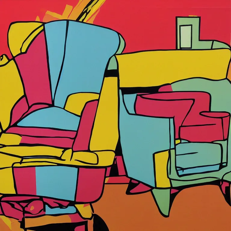 Image similar to Pop-art painting of an armchair