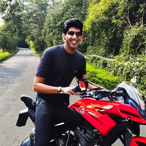 Image similar to photo of rishi sunak on a motorcycle smiling but angry