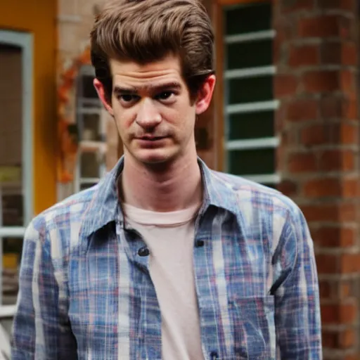 Image similar to film still of Andrew Garfield as Hughie Campbell in the Boys (2022 show) talking to Homelander