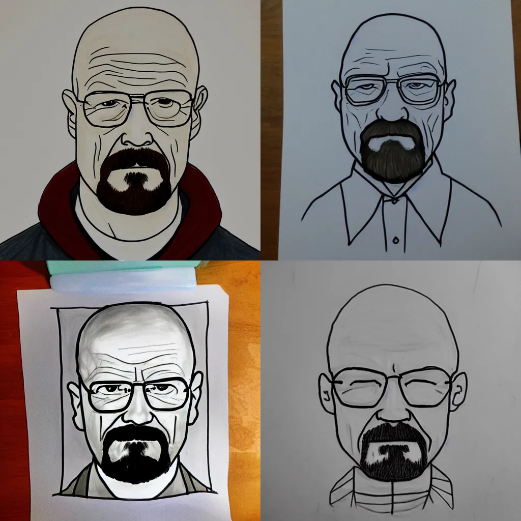 Prompt: Childs Drawing Of Walter White, 4K