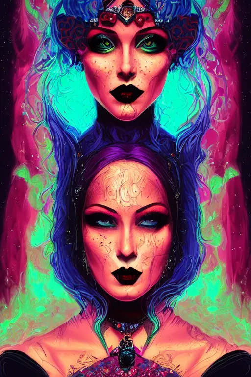 Image similar to portrait of jewel beautiful goth girl queen in the style of Rob Lefield and Dan Mumford , trending on artstation, digital art,surrealism ,macro,blueprint ,vaporwave ,