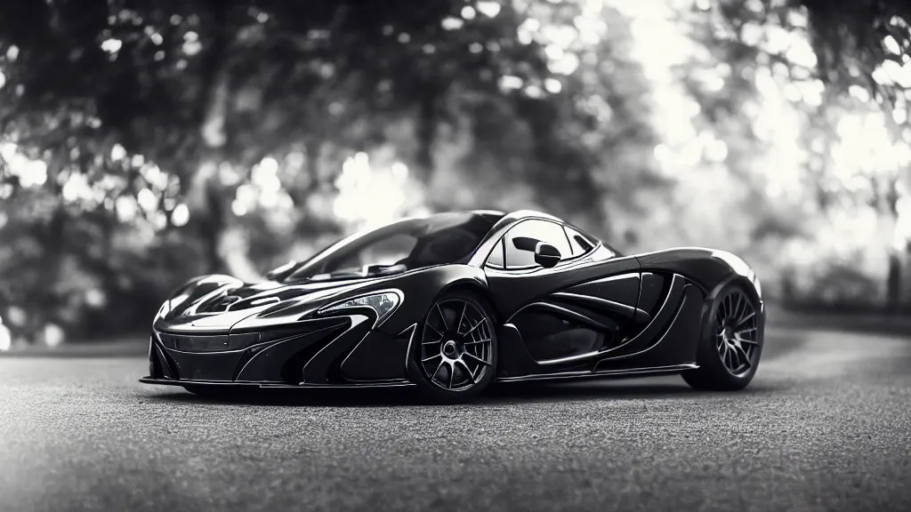 Image similar to soft bokeh photo of a mclaren p 1, cinematic, fine details, symmetrical, 4 k, digital art, wallpaper