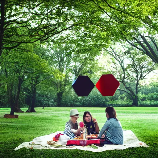 Image similar to people on a picnic, photo portrait, symmetry, awesome exposition, very detailed, highly accurate, professional lighting diffracted lightrays, 8 k, sense of awe