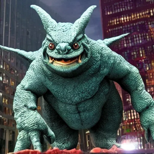 Image similar to toei productions kaiju danny devito as a giant monster. devitozilla