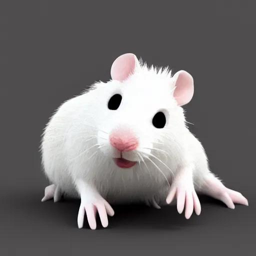 Image similar to fuzzy cute white rat 3 d render awardwinning