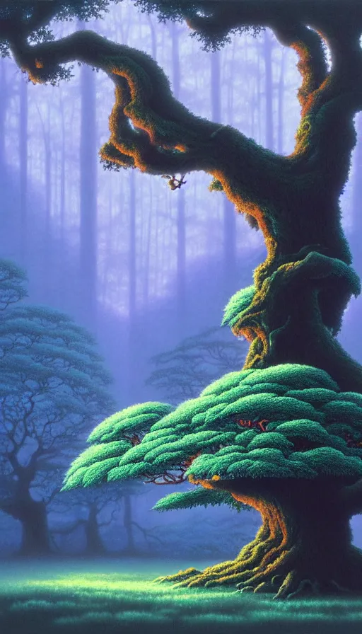 Image similar to a geant oak tree in a forest of ori, studio ghibli, painted by tim white, michael whelan, j. c. 8 k