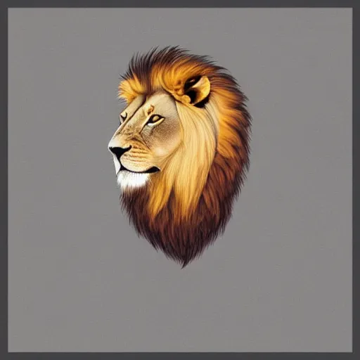 Image similar to one lion illustration on a grey flat background