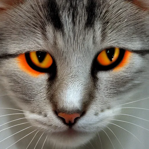 Prompt: an [ [ [ [ orange ] ] ] ] white kitty front view