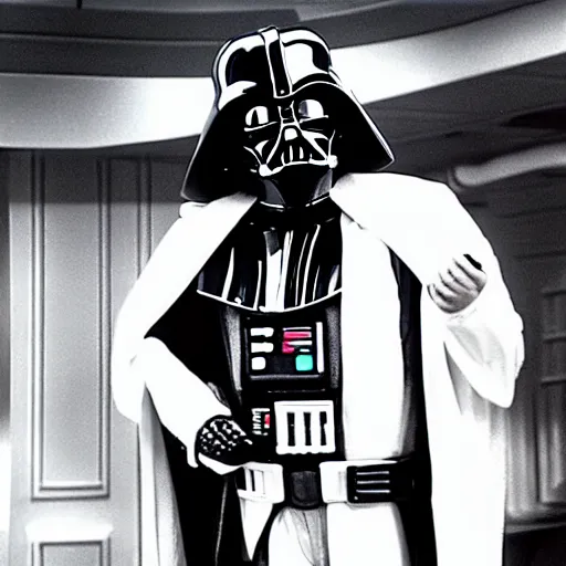 Prompt: photo of Darth Vader guest appearance on 1975 episode of “The Love Boat
