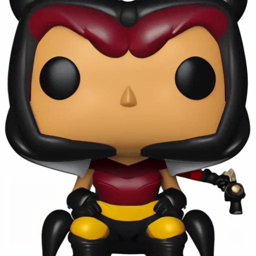 Prompt: crimson-black bee Funko Pop