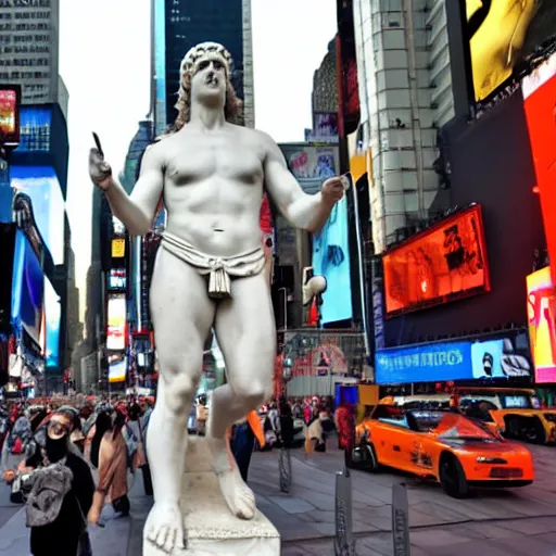 Image similar to a greek statue in times square