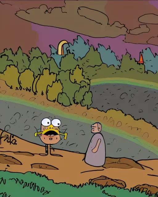 Prompt: Rainbow Trout farmer animated by Justin Roiland