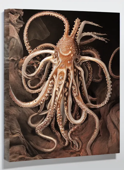 Prompt: magic octopus with translucent skin, visible muscles and veins and arteries and bones and spines and nerves, beautiful detailed intricate insanely detailed octane render, 8k artistic photography, photorealistic, chiaroscuro, by David Cronenberg, Raphael, Caravaggio