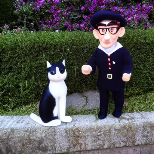 Prompt: postman pat and his black and white cat