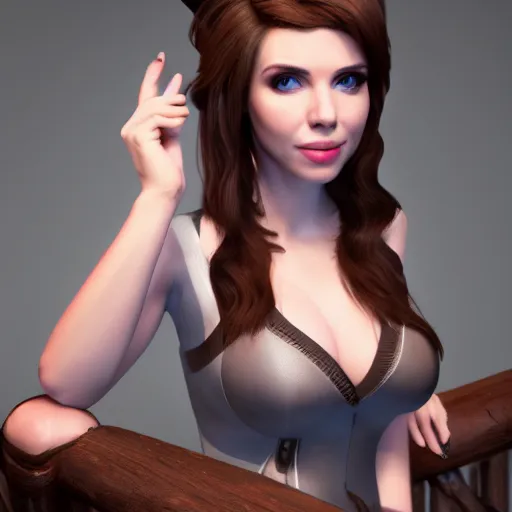 Image similar to Highly detailed Unreal Engine 5 render of Amouranth