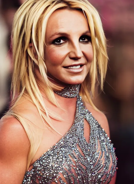 Image similar to photo of britney spears, 35mm, f/1.4, Golden Hour light, ,