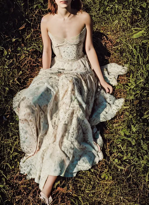 Image similar to Emma Watson for Victorian Secret, perfect face, hot summertime hippie, psychedelic Wedding Dress, full length shot, XF IQ4, 150MP, 50mm, f/1.4, ISO 200, 1/160s, natural light, Adobe Photoshop, Adobe Lightroom, DxO Photolab, Corel PaintShop Pro, rule of thirds, symmetrical balance, depth layering, polarizing filter, Sense of Depth, AI enhanced