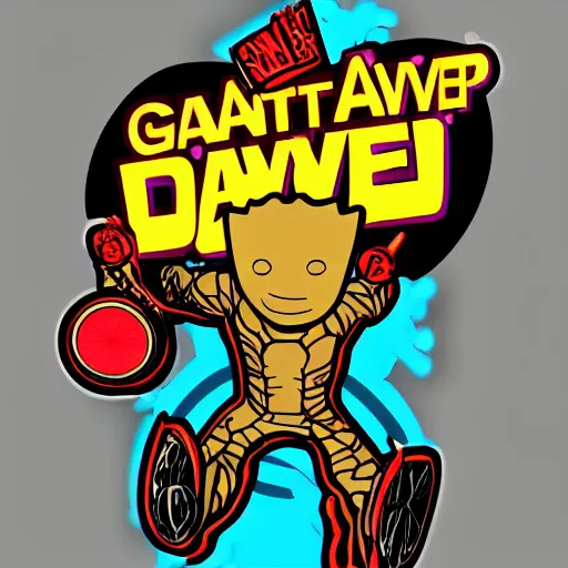 Image similar to svg sticker of a Pop-Wonder Groot-Marvel-Avenger at a rave, spinning records, giant headphones rocking out, wearing headphones, huge speakers, dancing, rave, DJ, spinning records, digital art, amazing composition, rule-of-thirds, award-winning, trending on artstation, featured on deviantart