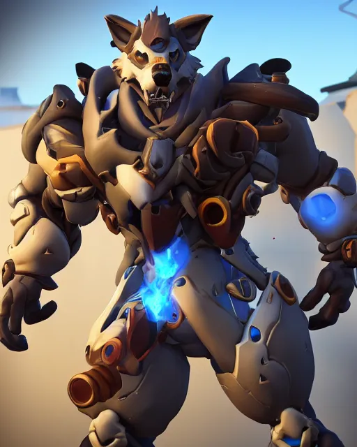 Prompt: wolf anthropomorphic playable hero character in overwatch