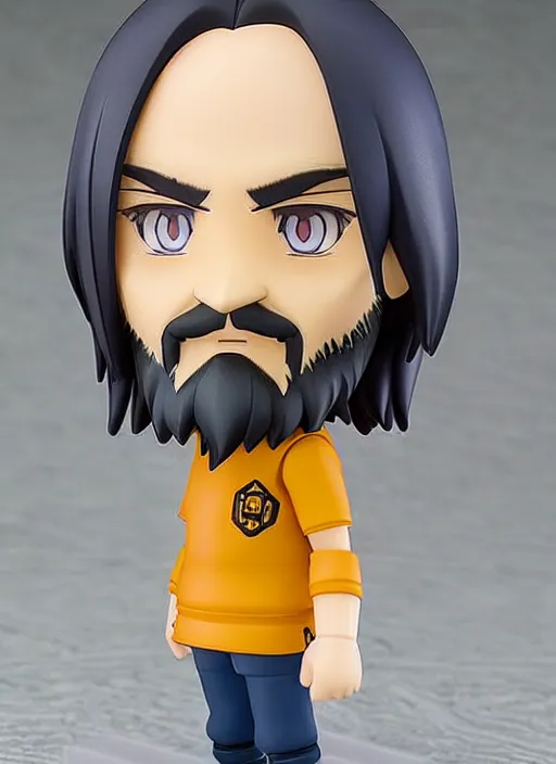 Image similar to charles manson, an anime nendoroid of charles manson figurine, realistic face, detailed product photo