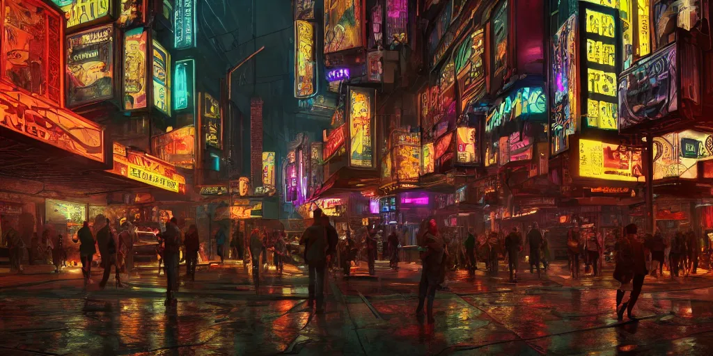 Prompt: Photorealistic cyberpunk theatre in crowded Charlottetown night. Hyperdetailed photorealism, UHD, amazing depth, glowing rich colors, golden ration, 3D octane cycle unreal engine 5, 3d shading, cinematic lighting, artstation concept art