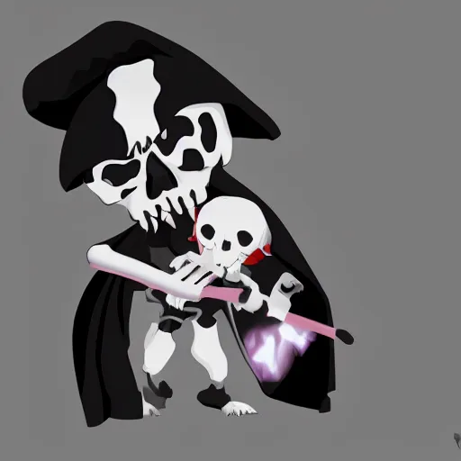 Prompt: grim reaper chibi video game render